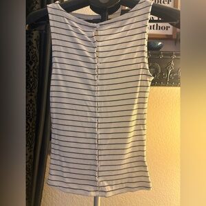 Pink Rose Black & White Striped Ribbed Button-Front Tank | Size S